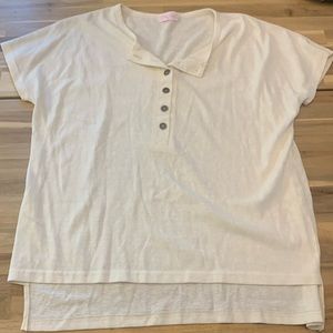 Pink Lily Women’s Oversized Button-Down Short Sleeved Top. - Size S